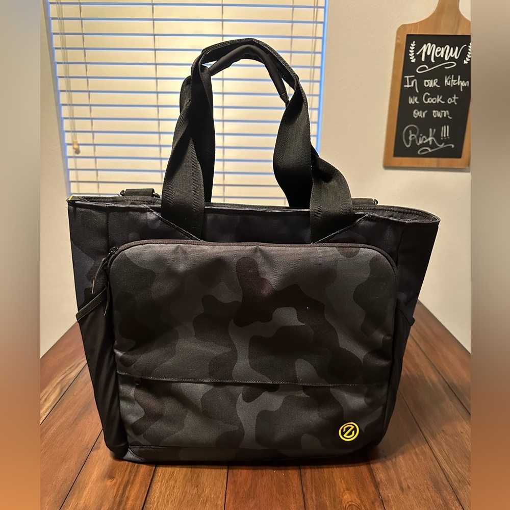 Cole Haan Grand Zero Camo Briefcase. Black and Navy. Brand New.
